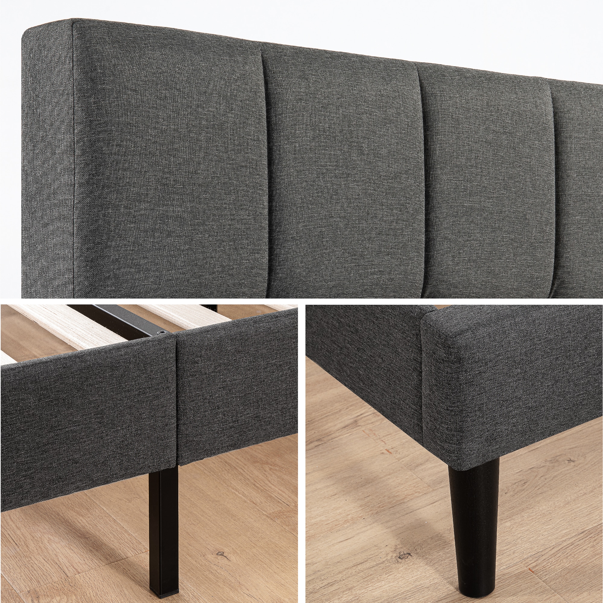 Zinus King Gray Metal with Headboard