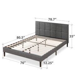 Zinus King Gray Metal with Headboard