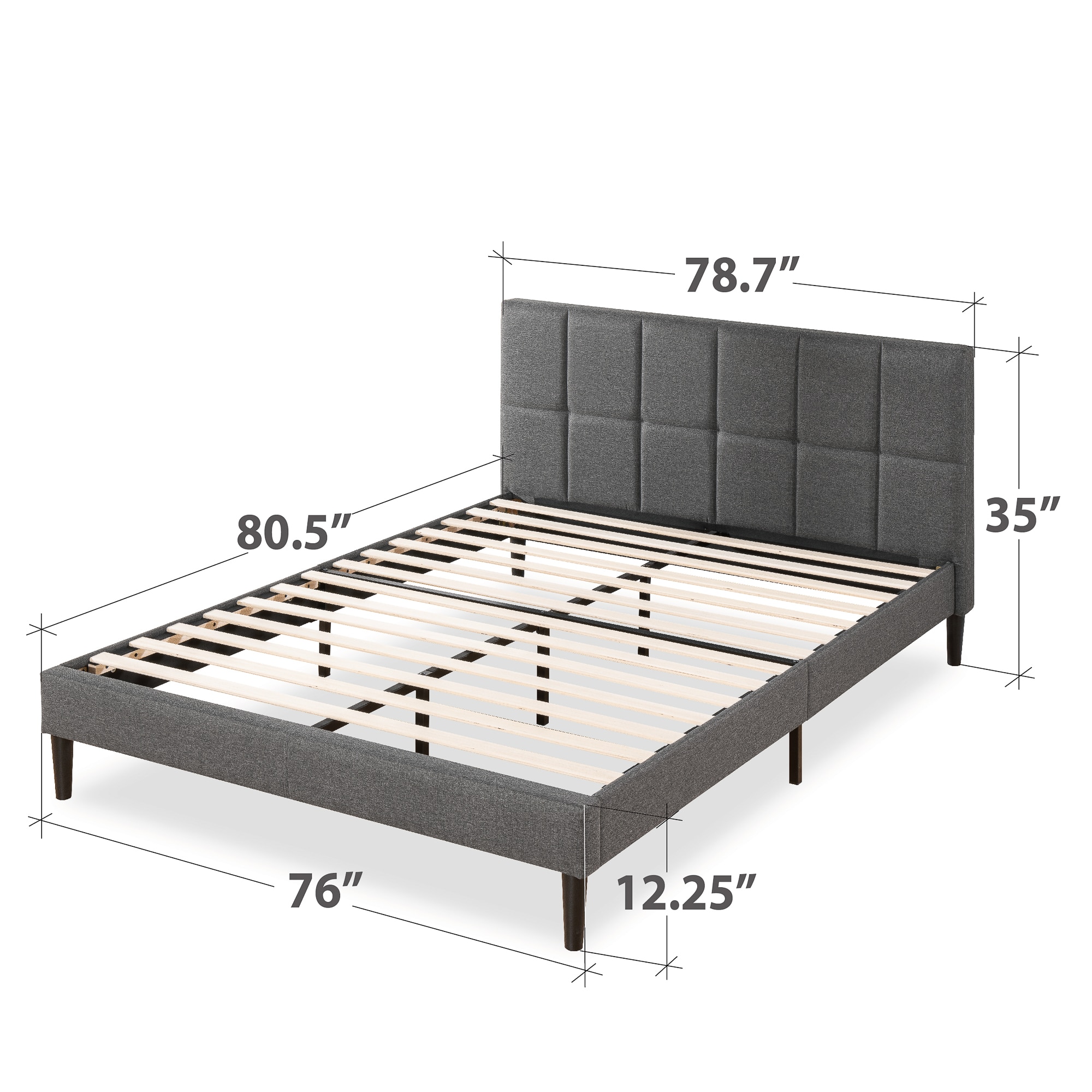 Zinus King Gray Metal with Headboard