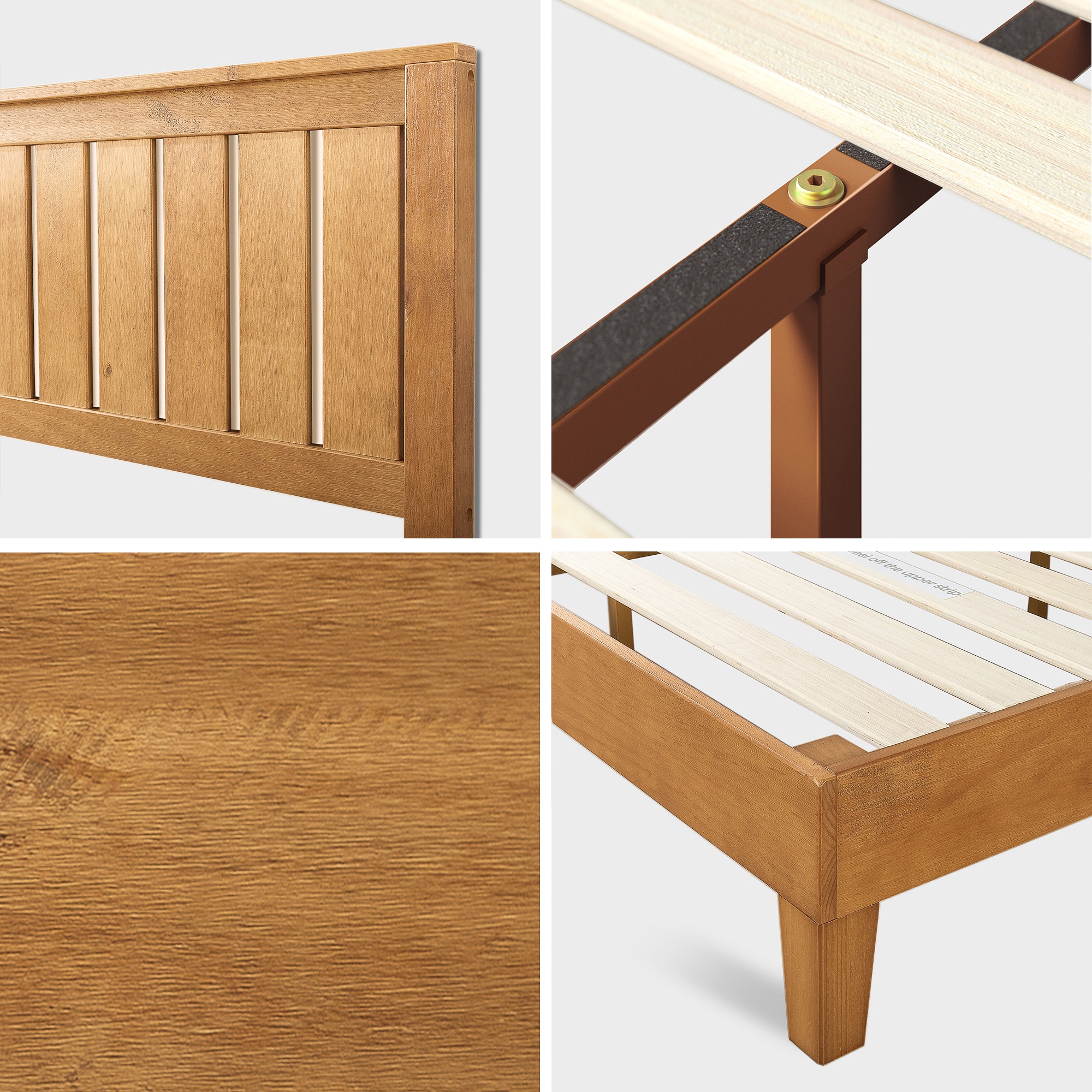 Zinus Full Rustic Pine Wood Platform Bed with Headboard