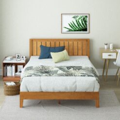 Zinus Full Rustic Pine Wood Platform Bed with Headboard