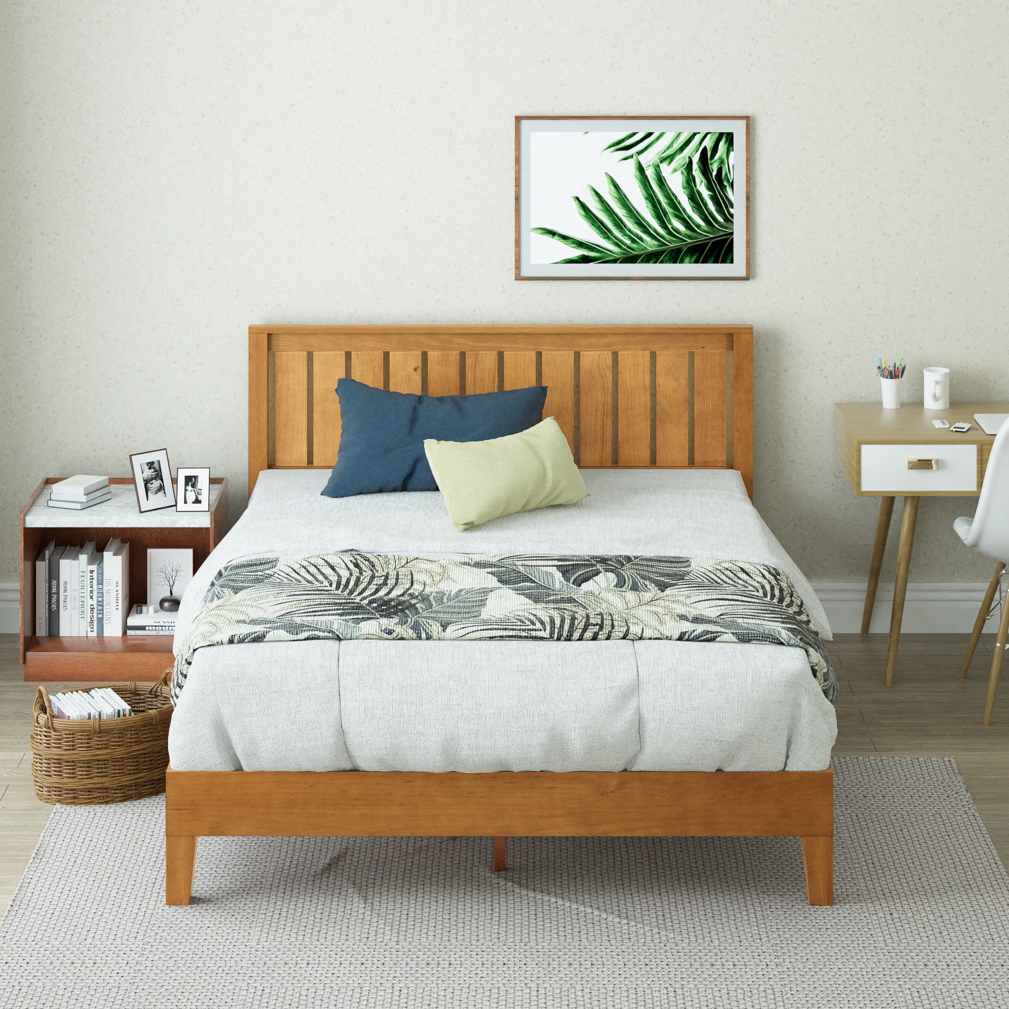 Zinus Full Rustic Pine Wood Platform Bed with Headboard
