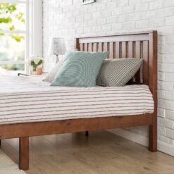 Zinus Twin Antique Espresso Wood Platform Bed with Headboard