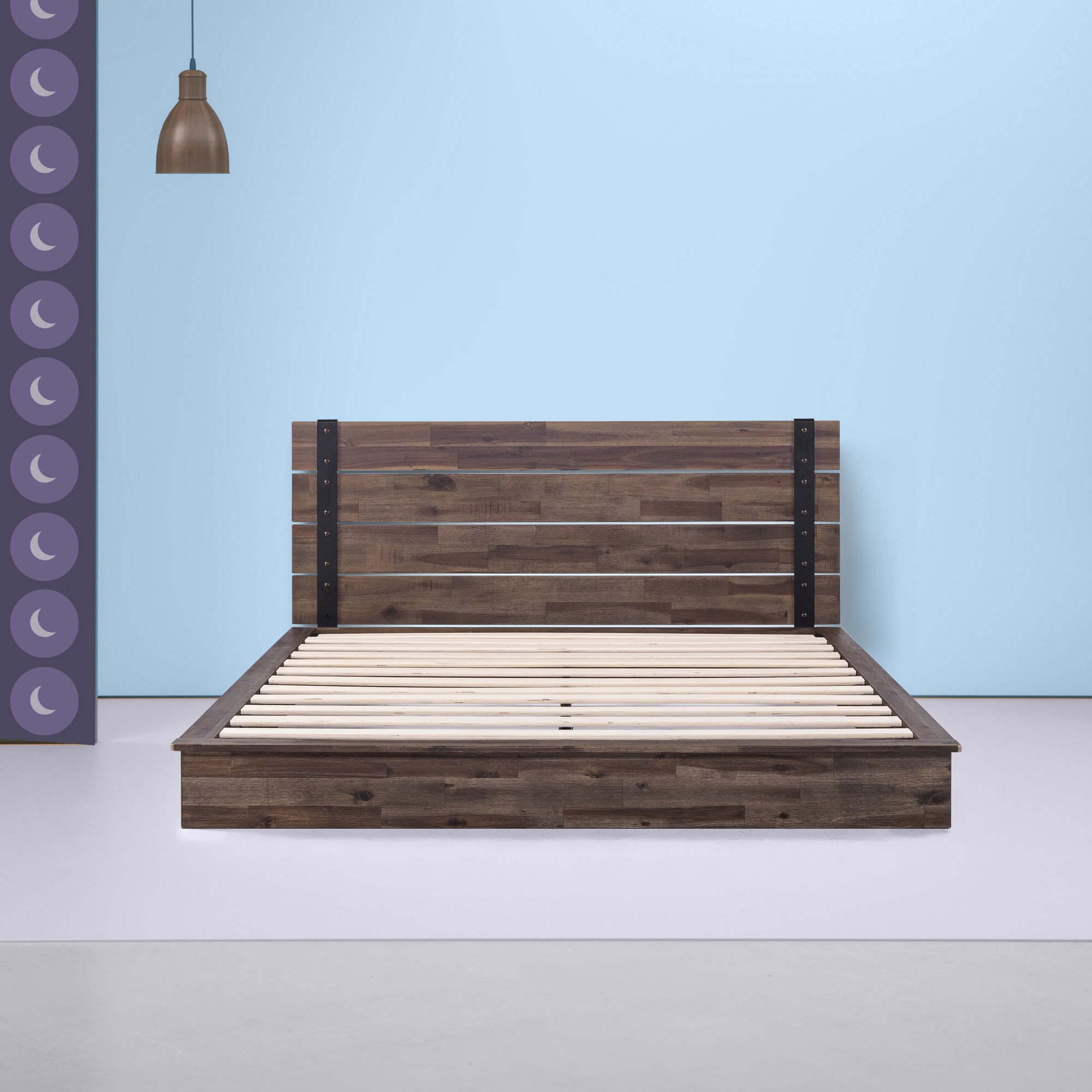 Zinus Queen Woodgrain Wood Platform Bed with Headboard
