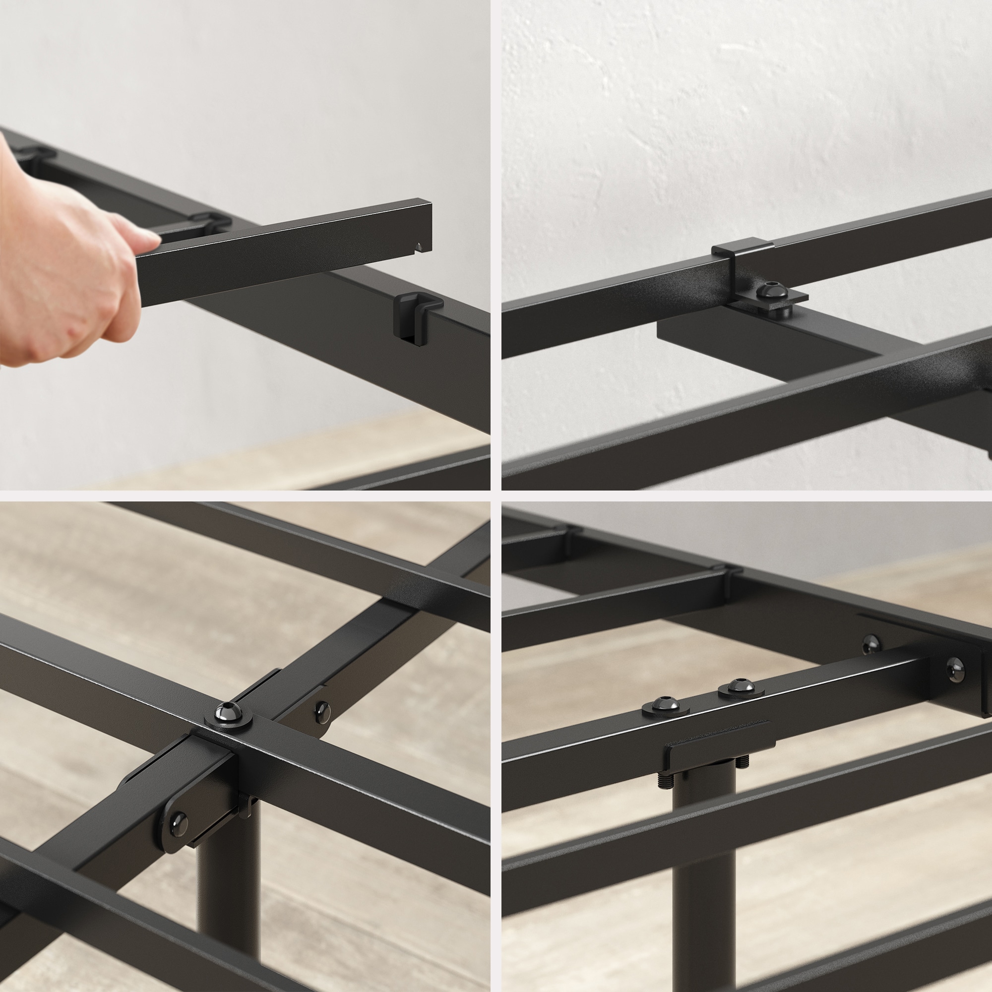 Zinus King Black Metal Platform Bed with Headboard