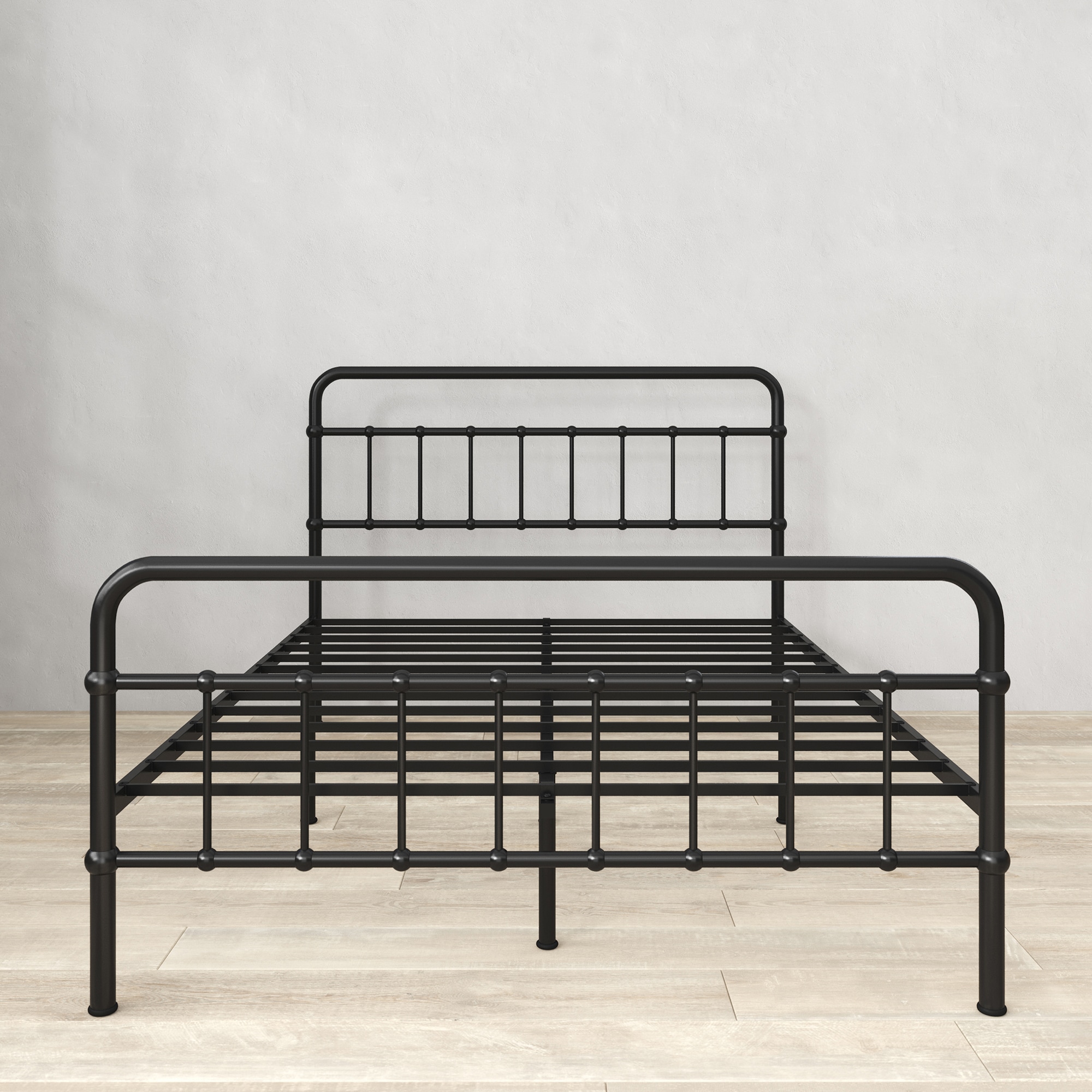 Zinus King Black Metal Platform Bed with Headboard