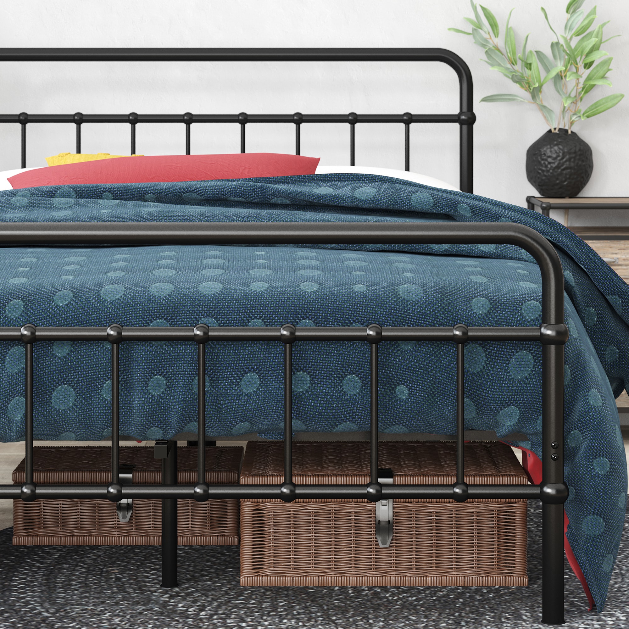 Zinus King Black Metal Platform Bed with Headboard
