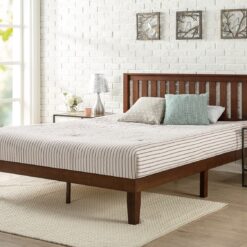 Zinus Queen Antique Espresso Wood Platform Bed with Headboard