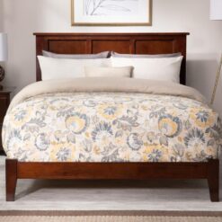 AFI Furnishings King Walnut Wood Bed Frame with Headboard