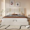GZMR Queen Beige Platform Bed Storage with Headboard