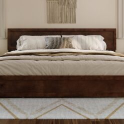 AFI King Walnut Wood Platform Bed Storage with Headboard