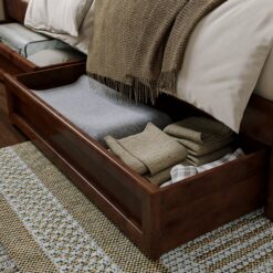 AFI King Walnut Wood Platform Bed Storage with Headboard
