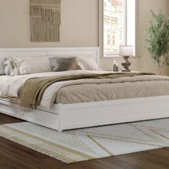 AFI King White Wood Platform Bed Storage with Headboard