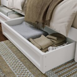 AFI King White Wood Platform Bed Storage with Headboard