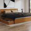 AFI King Light Toffee Wood Platform Bed Storage with Headboard