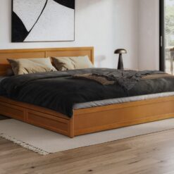 AFI King Light Toffee Wood Platform Bed Storage with Headboard