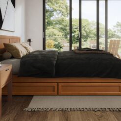 AFI King Light Toffee Wood Platform Bed Storage with Headboard