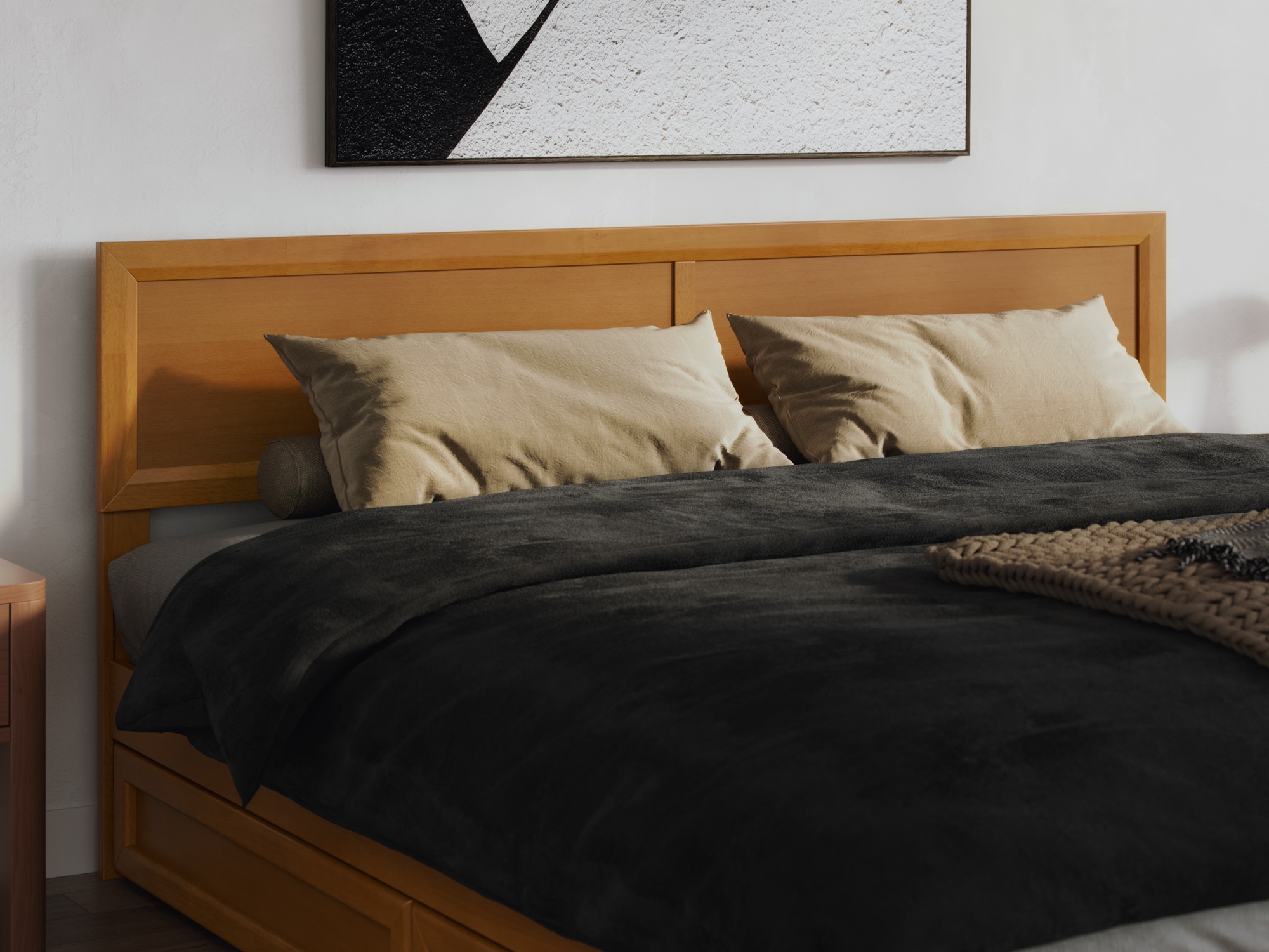 AFI King Light Toffee Wood Platform Bed Storage with Headboard
