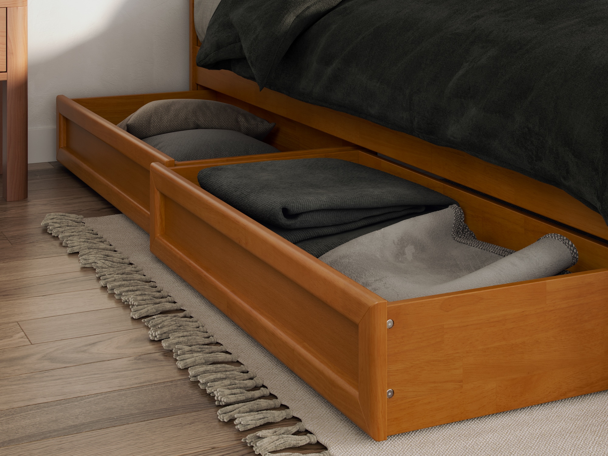 AFI King Light Toffee Wood Platform Bed Storage with Headboard