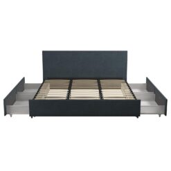 GZMR King Navy Bed Frame Storage with Headboard