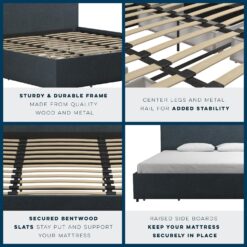GZMR King Navy Bed Frame Storage with Headboard