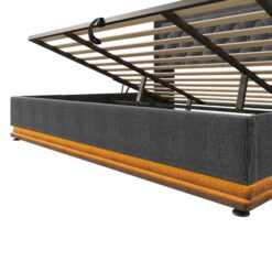SINOFURN King Gray Tufted Bed Frame Storage with Headboard