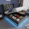 SINOFURN Twin Gray Tufted Bed Frame Storage with Headboard