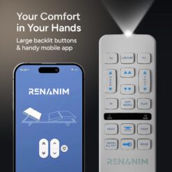 Renanim SF Queen Adjustable Bed Frame with Massage Wireless Remote - USB Ports - UnderBed Light - Zero Gravity Electric Bed