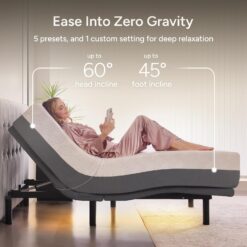 Renanim SF Twin XL Adjustable Bed with Mattress - 10-inch Cooling Gel Hybrid Mattress - Massage - Zero Gravity Electric Bed