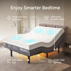 Renanim SF Twin XL Adjustable Bed with Mattress - 10-inch Cooling Gel Hybrid Mattress - Massage - Zero Gravity Electric Bed