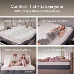 Renanim SF Twin XL Adjustable Bed with Mattress - 10-inch Cooling Gel Hybrid Mattress - Massage - Zero Gravity Electric Bed
