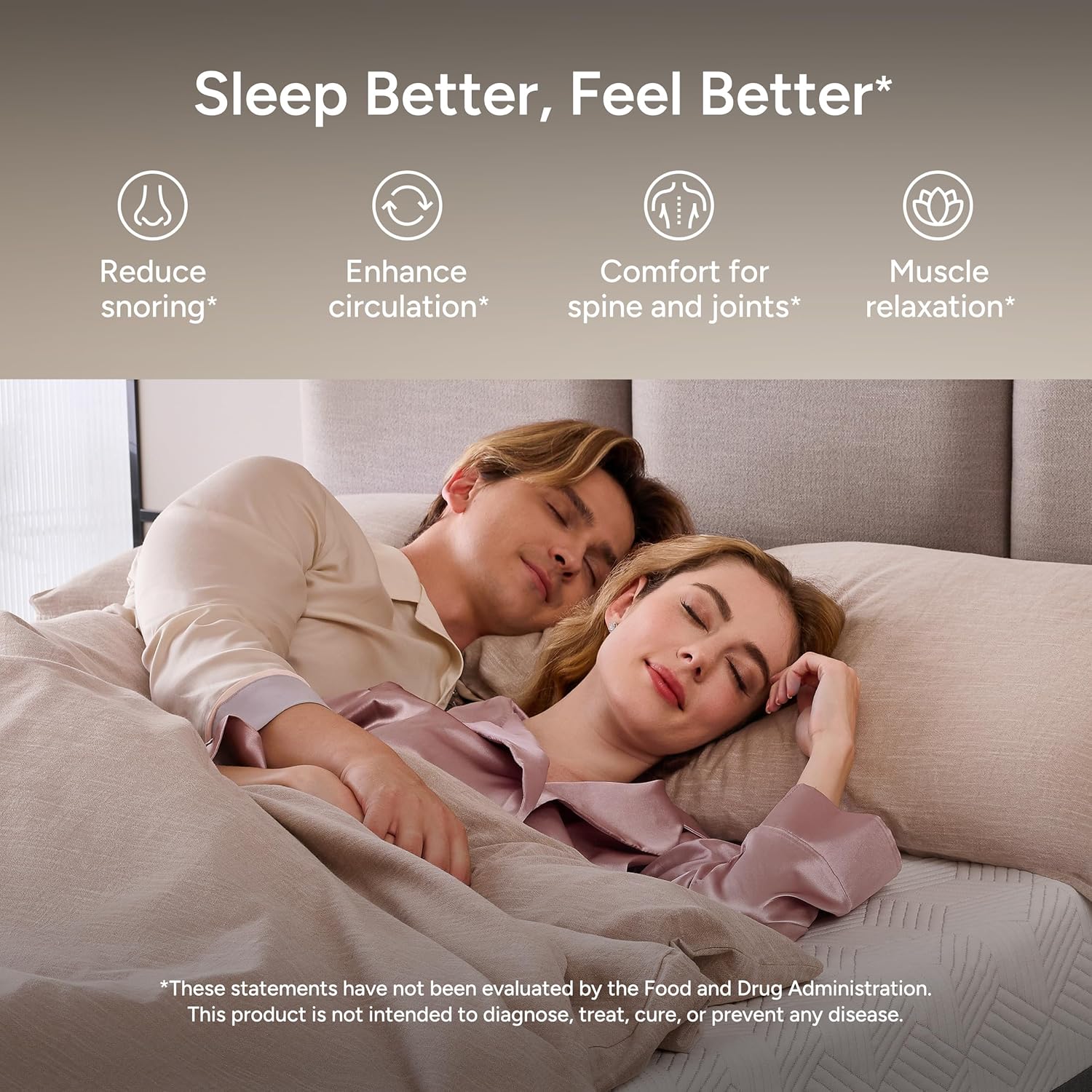 Renanim SF Split King Adjustable Bed Frame with Massage Wireless Remote - USB Ports - UnderBed Light - Zero Gravity Electric Bed