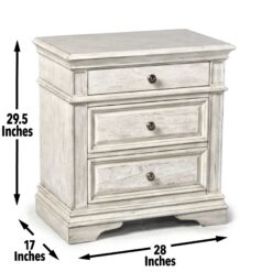 Steve Silver Cathedral White Acacia 3 -Drawer 28-in W x 30-in H Rustic Nightstand