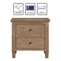 Steve Silver Driftwood Brown Acacia 2 -Drawer 28-in W x 27.75-in H Nightstand
