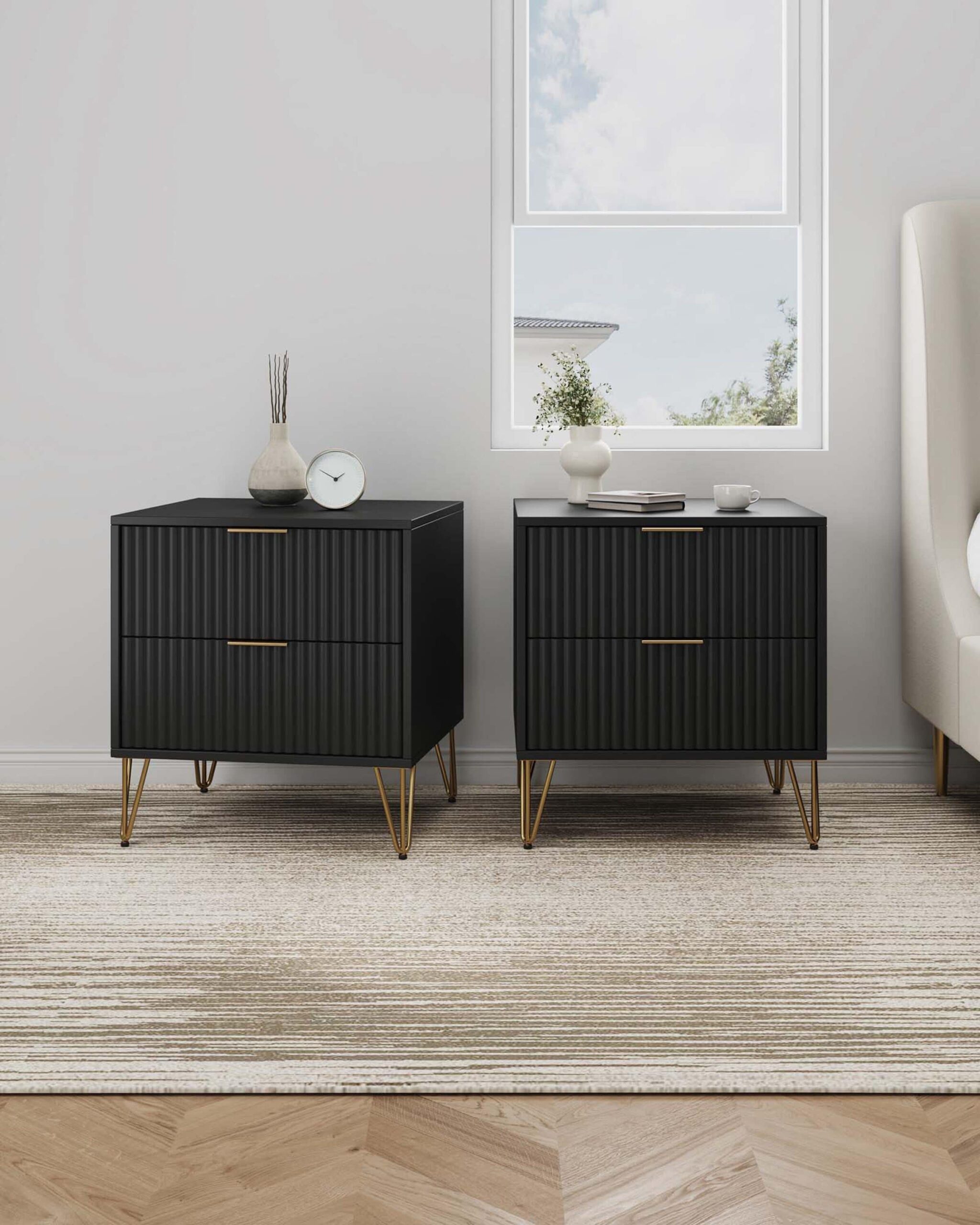 Manhattan Comfort Black 2 -Drawer 20.07-in W x 21.65-in H Modern Nightstand