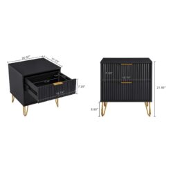 Manhattan Comfort Black 2 -Drawer 20.07-in W x 21.65-in H Modern Nightstand