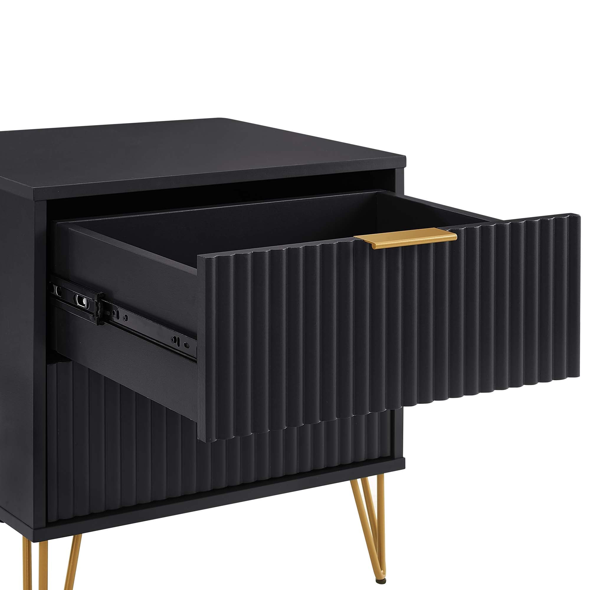 Manhattan Comfort Black 2 -Drawer 20.07-in W x 21.65-in H Modern Nightstand