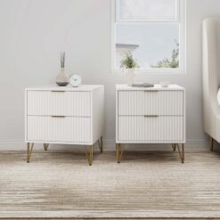 Manhattan Comfort White 2 -Drawer 20.07-in W x 21.65-in H Modern Nightstand