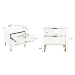 Manhattan Comfort White 2 -Drawer 20.07-in W x 21.65-in H Modern Nightstand