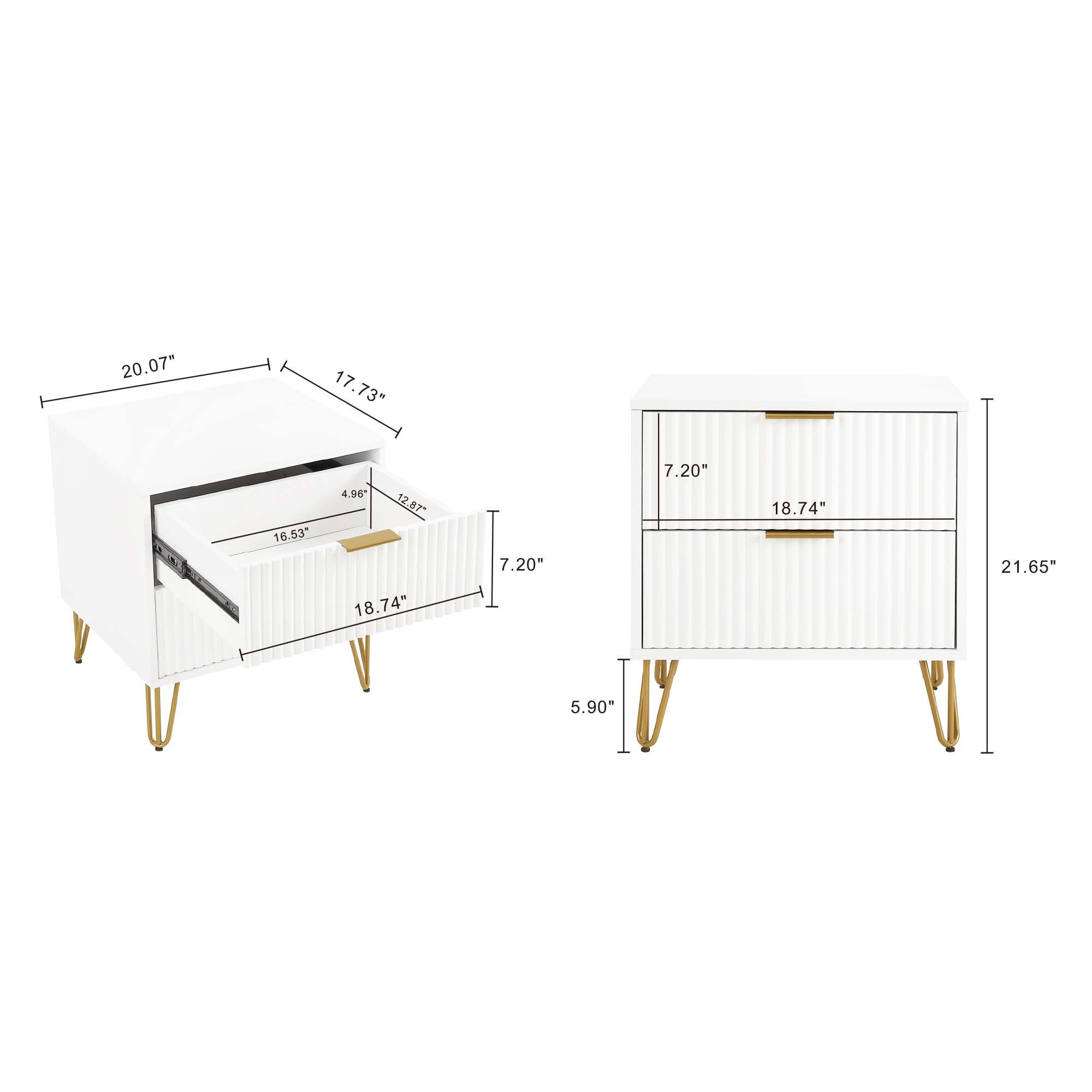 Manhattan Comfort White 2 -Drawer 20.07-in W x 21.65-in H Modern Nightstand
