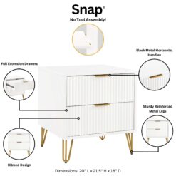 Manhattan Comfort White 2 -Drawer 20.07-in W x 21.65-in H Modern Nightstand