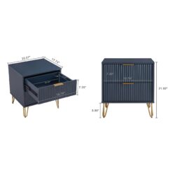Manhattan Comfort Midnight Blue 2 -Drawer 20.07-in W x 21.65-in H Modern Nightstand