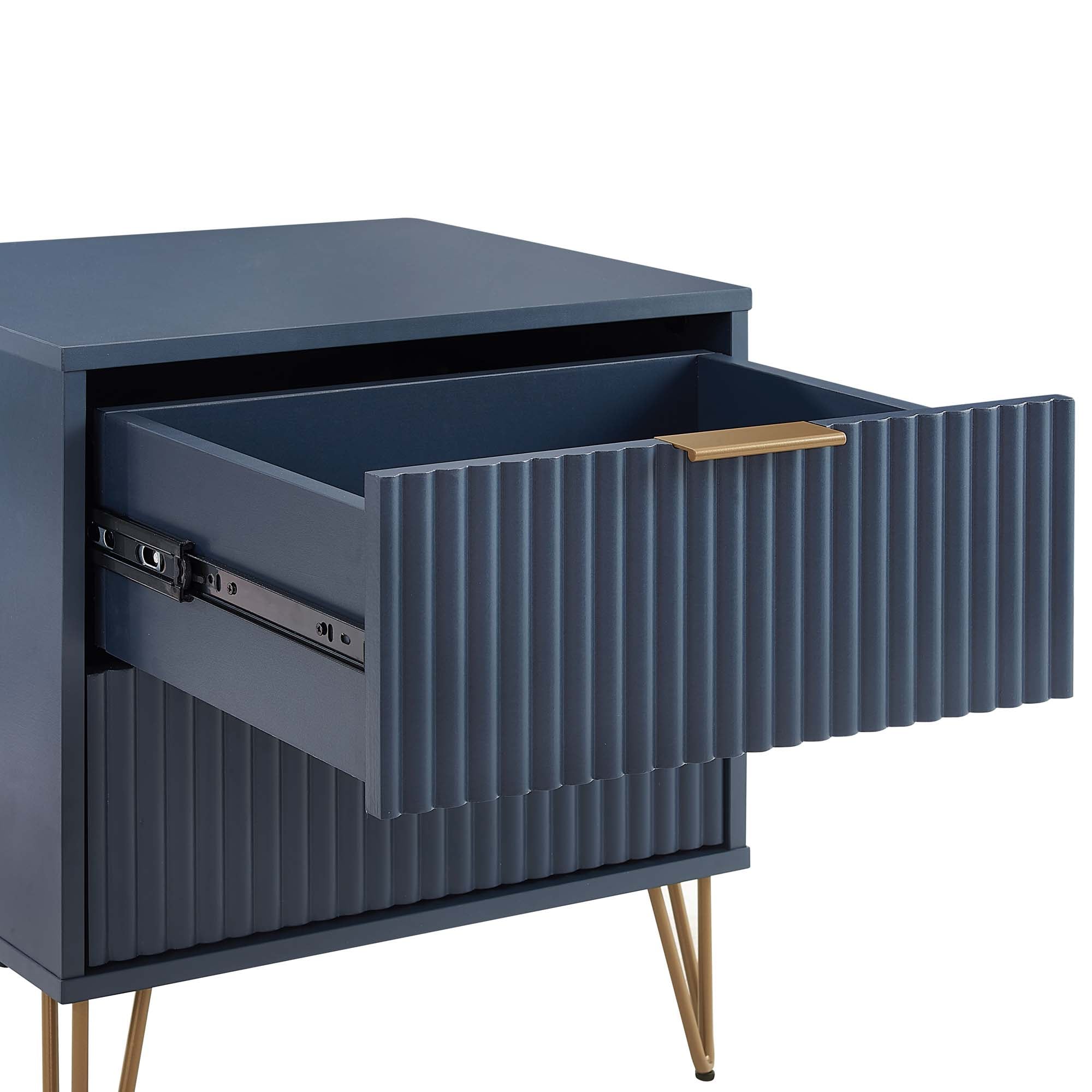 Manhattan Comfort Midnight Blue 2 -Drawer 20.07-in W x 21.65-in H Modern Nightstand
