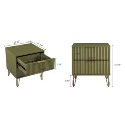 Manhattan Comfort Olive Green 2 -Drawer 20.07-in W x 21.65-in H Modern Nightstand