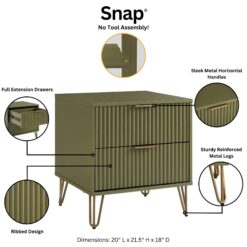 Manhattan Comfort Olive Green 2 -Drawer 20.07-in W x 21.65-in H Modern Nightstand