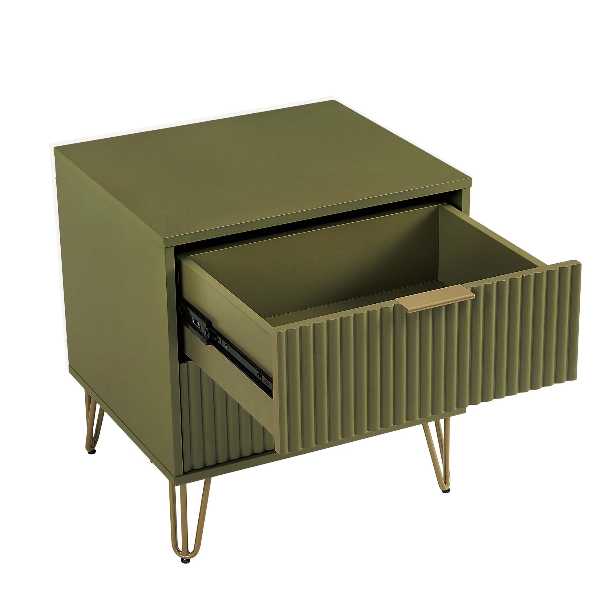 Manhattan Comfort Olive Green 2 -Drawer 20.07-in W x 21.65-in H Modern Nightstand