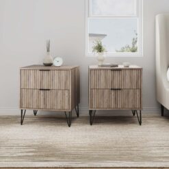 Manhattan Comfort Rustic Grey 2 -Drawer 20.07-in W x 21.65-in H Modern Nightstand