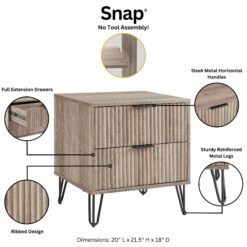 Manhattan Comfort Rustic Grey 2 -Drawer 20.07-in W x 21.65-in H Modern Nightstand