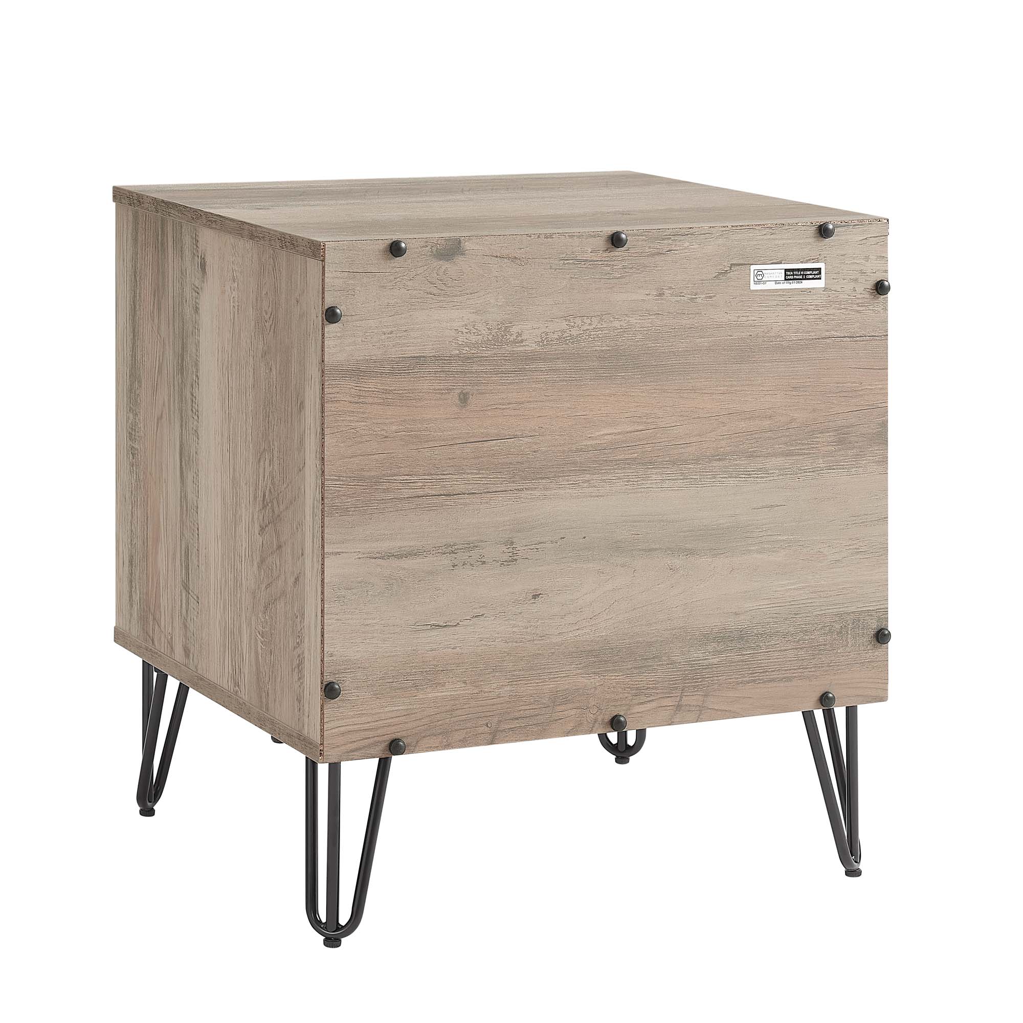 Manhattan Comfort Rustic Grey 2 -Drawer 20.07-in W x 21.65-in H Modern Nightstand