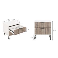 Manhattan Comfort White and Rustic Grey 2 -Drawer 40.14-in W x 21.65-in H Modern Nightstand